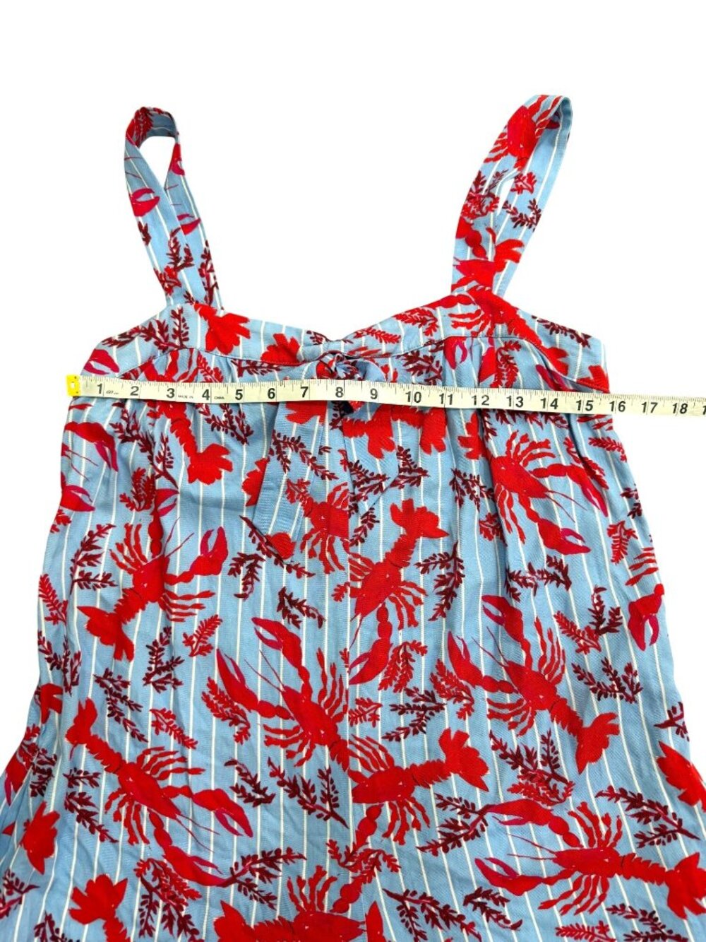 Corey Lynn Calter Anthropologie Womens Size S Lobster Romper Pockets Blue Red - Picture 6 of 9